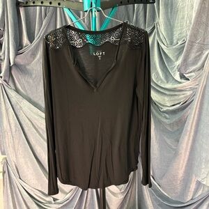 Loft black long sleeve top size medium